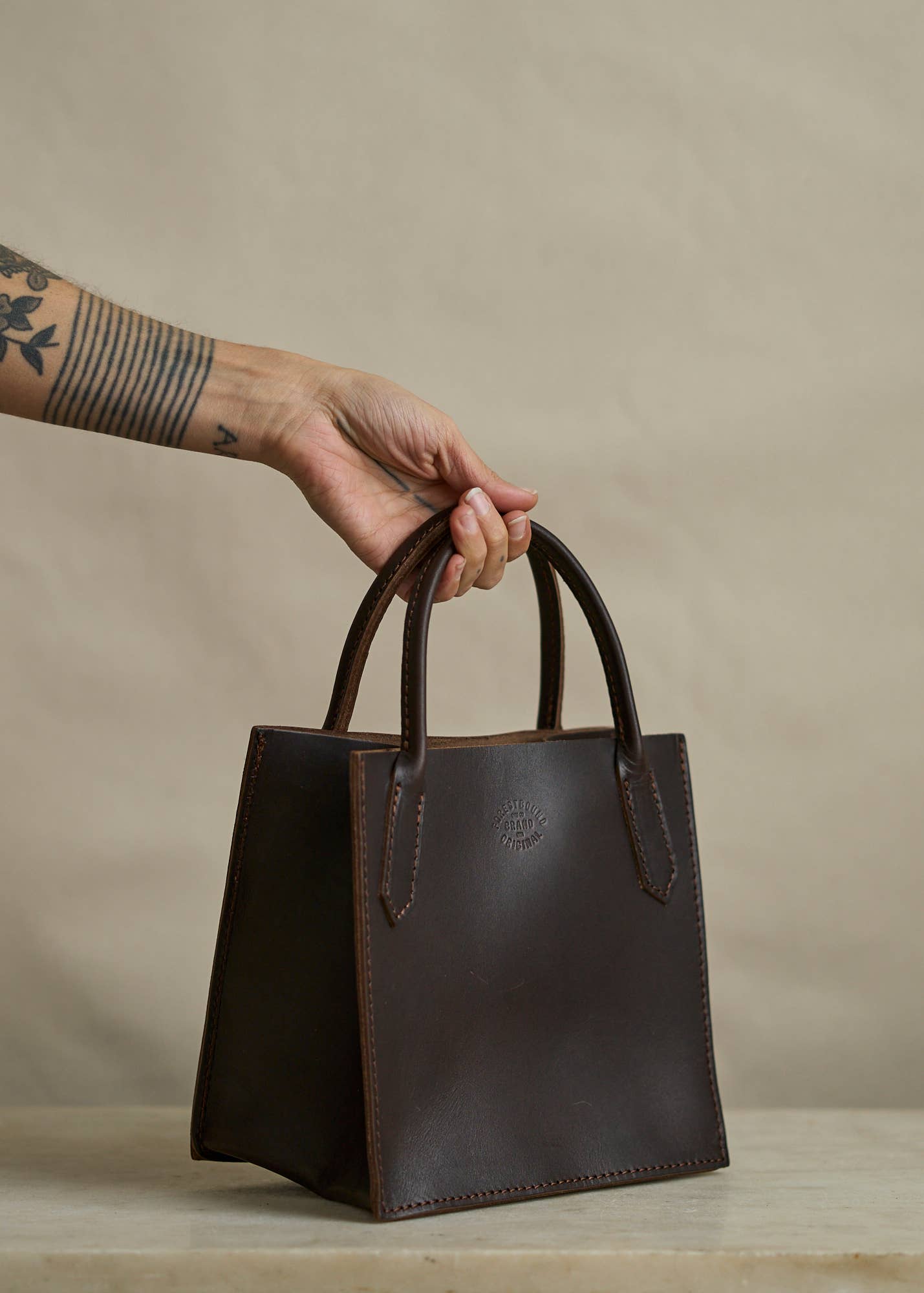 FORESTBOUND - Wholesale Tote Bag - Women's - Leather Dock Bag, Petite Brown Latigo