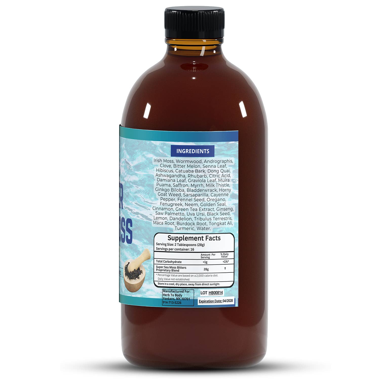 Herb To Body - Venta al por mayor Suplementos/vitaminas para beber - Super Sea Moss Bitter - 16oz | Tónico Herbal Ecológico2