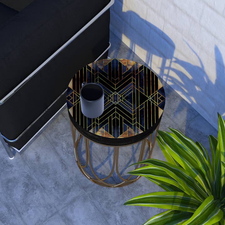 TX USA Corporation - Wholesale Side table - Holiday Geometric Accent Table - Black & Gold Modern Round Side Table6
