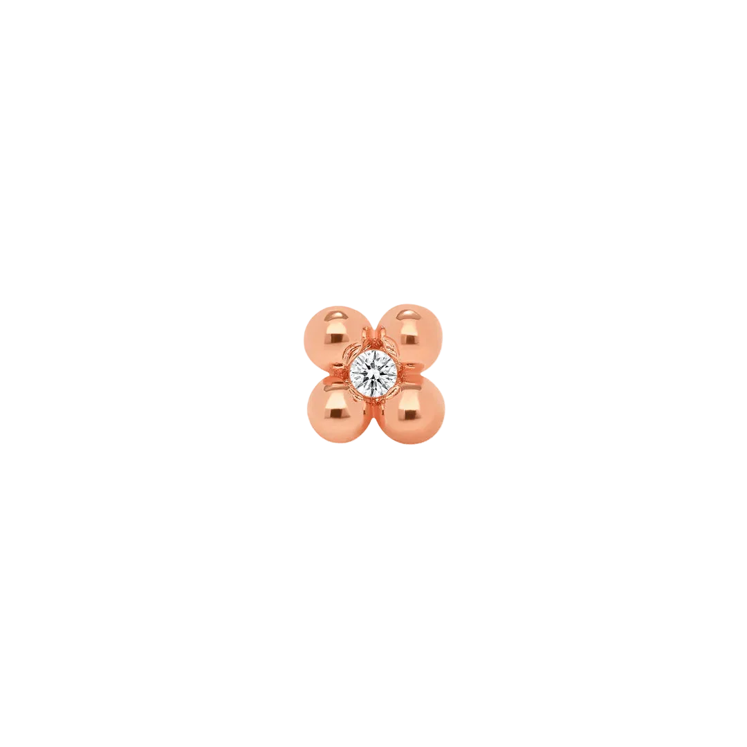 Piercing-zone - Wholesale Single Earring - Four Beads With Gem – 14K/18K Gold Threadless End5