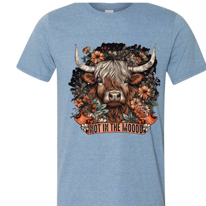 Camiseta Not In the Mood Highland Cow para venta al por mayor de Hello Sunshine Boutique