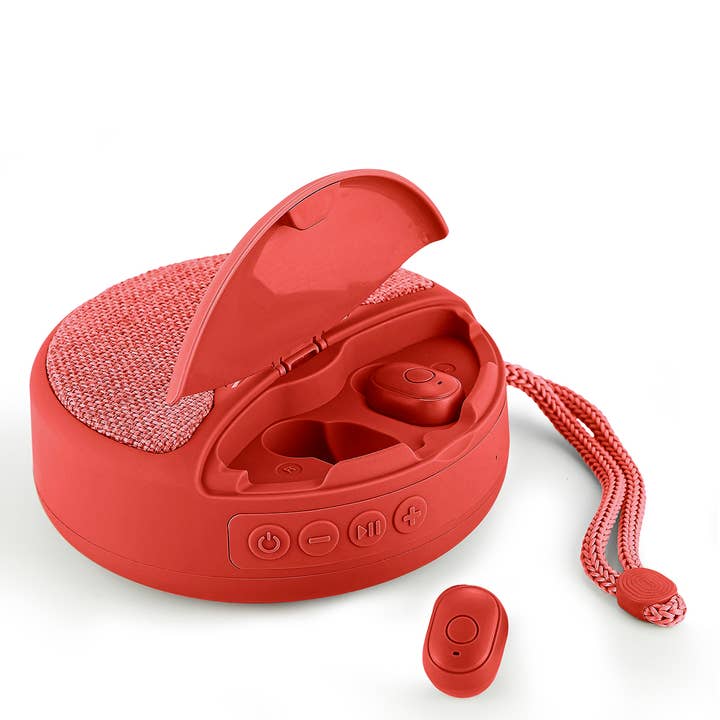 PhunkeeTree - Wholesale Speakers - Red - 2-1 Spuds With Wireless Speaker & Earbuds