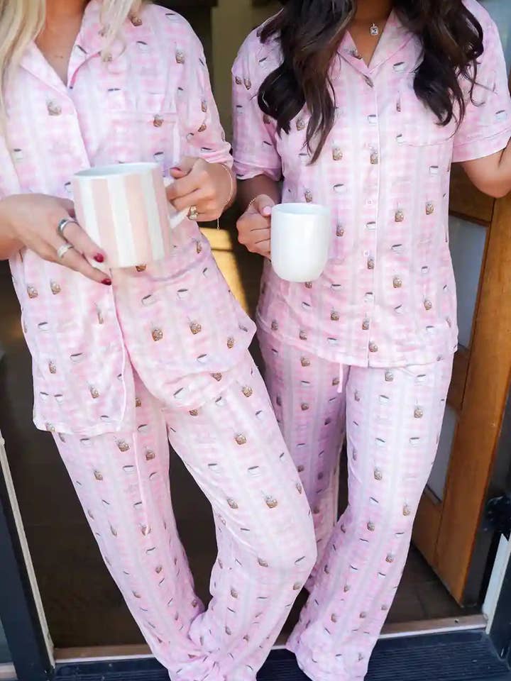 Pink Coffee - Short Sleeve + Pant Pajama Set for wholesale by KENZKUSTOMZ