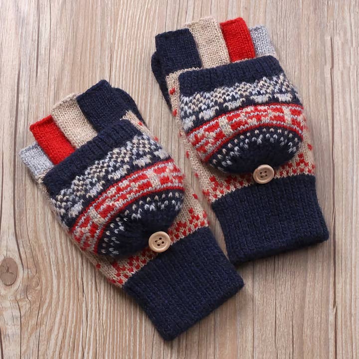 Happy Knits – wholesale Handskar - Dam – Damvantar i ull - Fingervantar med avtagbart lock för vinterbruk