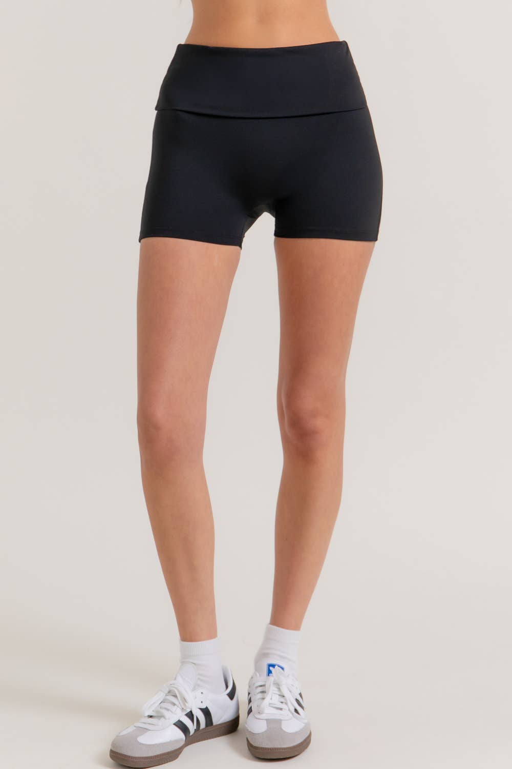 Active Basic | Active USA – wholesale Athletic shorts – Women's – Waist Fold-Over Active Bike Shorts2