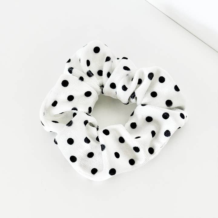 White Polka Dot Scrunchie for wholesale by Coconut Lane