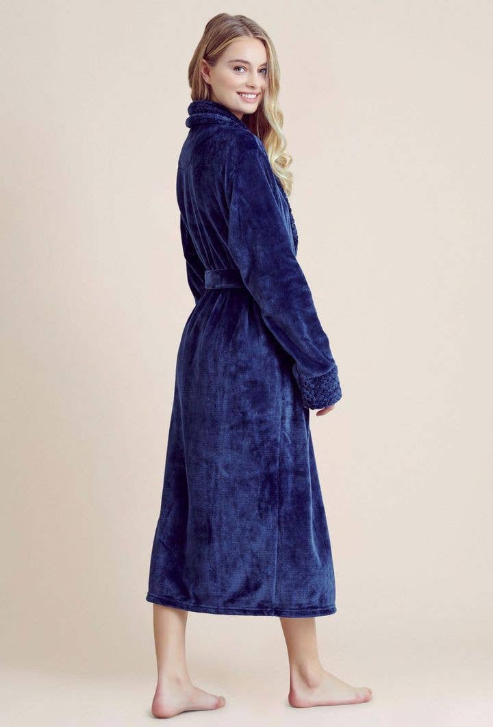 robesnmore - Wholesale Robe - Women's - Women Plush Shawl Collar Robe Navy7