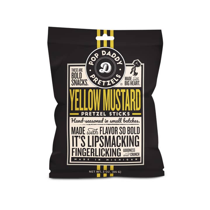 Pop Daddy Snacks - Wholesale Pretzels - Pop Daddy – Yellow Mustard Seasoned Pretzels 3.0oz