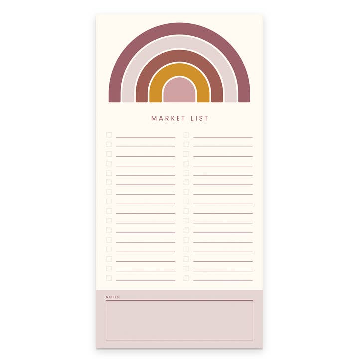 Rainbow Sunshine Market List Notepad for wholesale by Ruff House Print Shop