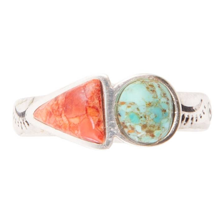 Barse Jewelry - Wholesale Cocktail/Statement Ring - Turquoise and Coral Duo Ring
