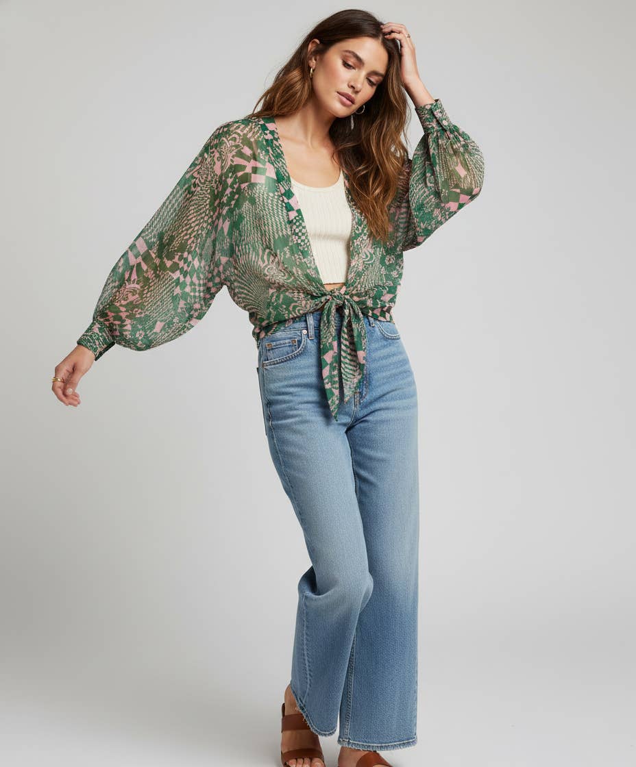 SAACHI - Vente Kimono – femme - Kimono hypnotique à nouer sur le devant0