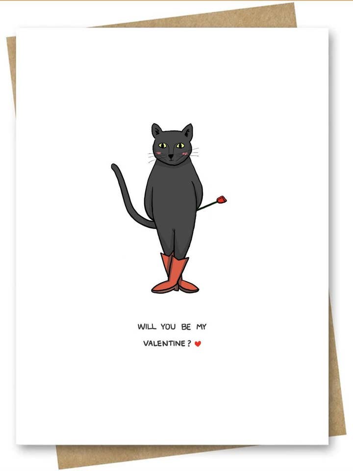 Valentine's Day Card — with Cat and Flower for Couples for wholesale by LittleStudioInElora