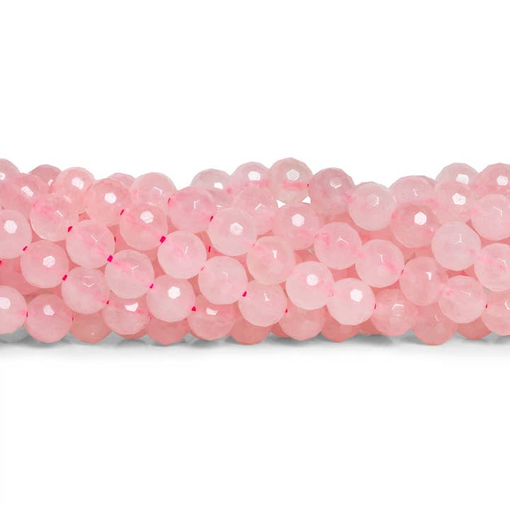 6mm Rose Quartz Faceted Rounds 15 inch 60 beads for wholesale by The Bead Traders