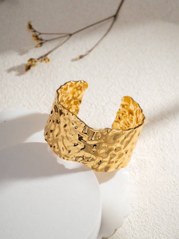 Openwork bracelet in stainless steel with organic branch, shine for wholesale by COSMOS