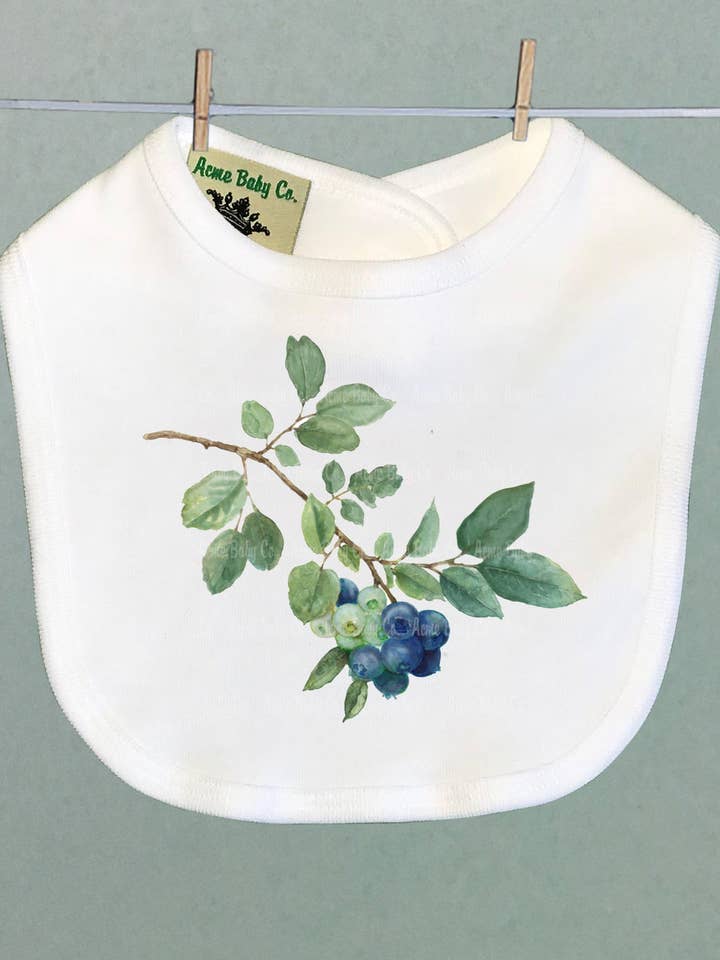 Blueberries Organic Baby Bib for wholesale by Acme. Baby Co. LLC