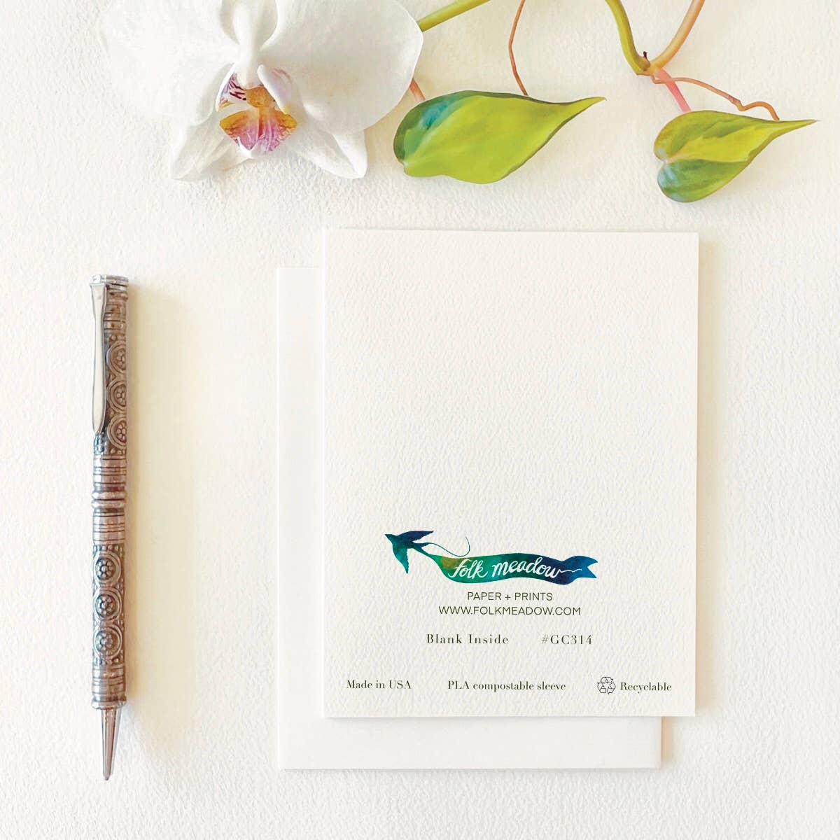 Folk Meadow - Wholesale Friendship Card - Hello Friendly Cat Greeting Card3