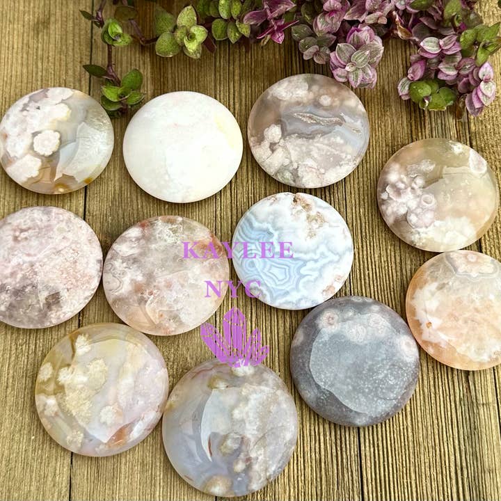 KayleeNYC - Wholesale Spiritual Stone/Crystal - 1 lb Natural Flower Agate Polished Slab Crystal