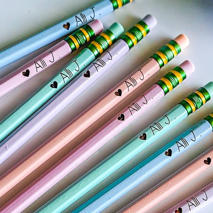 PERSONALIZED PENCILS, Back to School, Labeled Pencils, Custom Engraved Pencils, Student Gift, Teacher Gift, Personalized School Supplies for wholesale by Grace & Moxie by Stacy