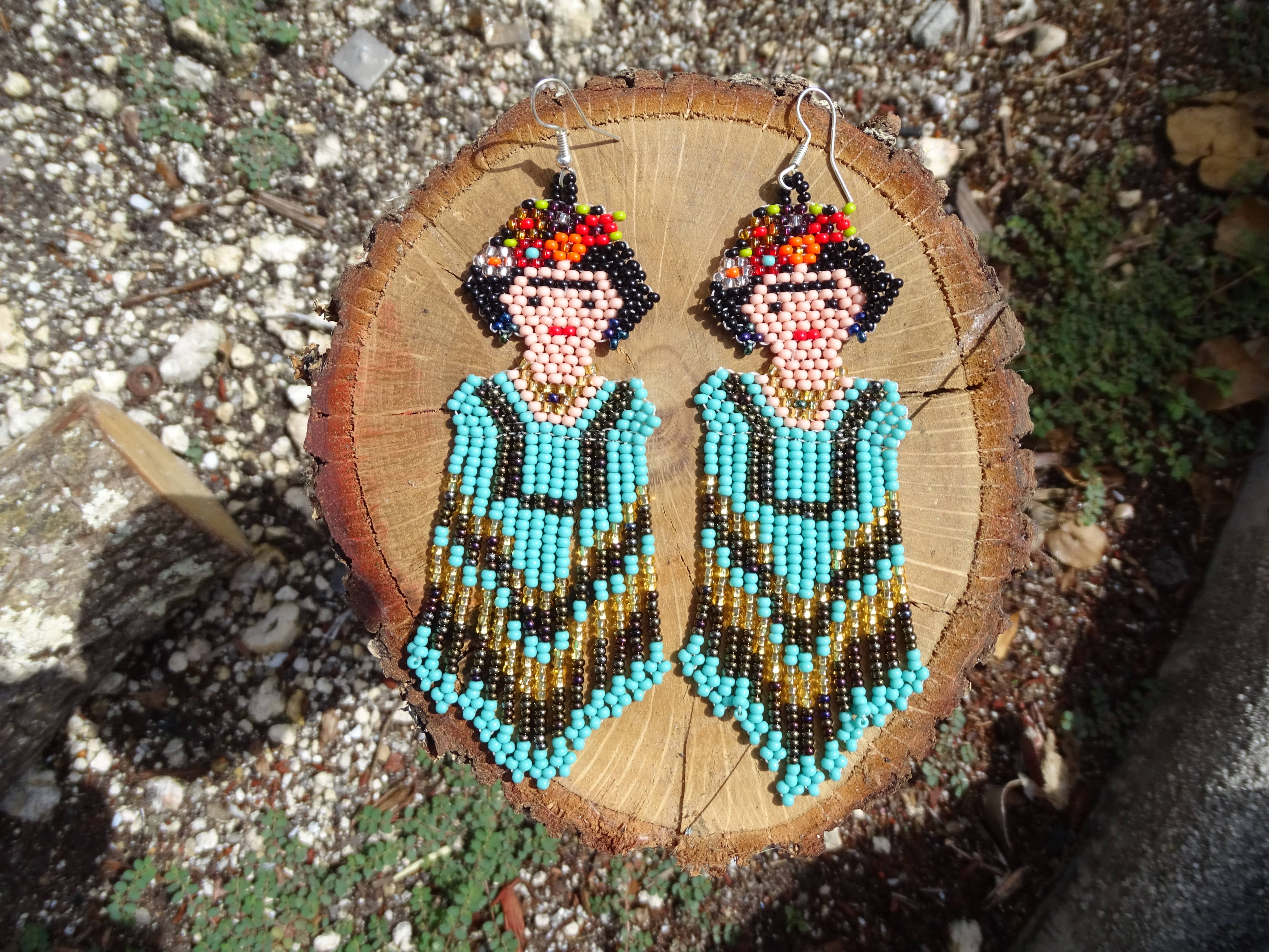Pichincha - Wholesale Dangle Earrings - Extra Large Seed Bead Frida Inspired Long Dangle Earrings4