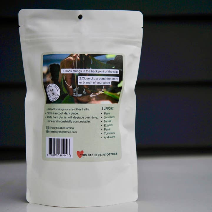 Seattle Urban Farm Company - Wholesale Garden tool - Compostable trellis clips - 50 clip bags1