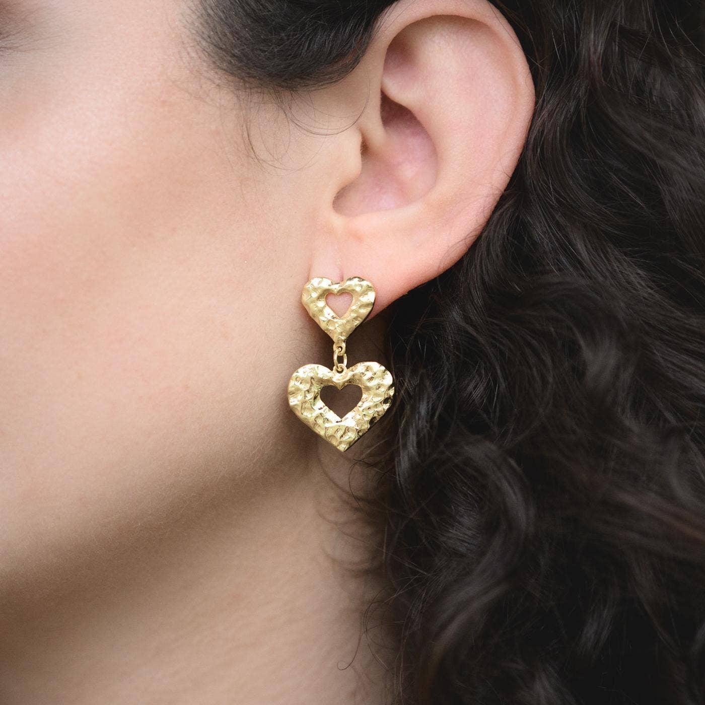 Ethical Global - Wholesale Dangle Earrings - Hammered Heart Dangle Earrings Large (Silver, 14K, Rose)4