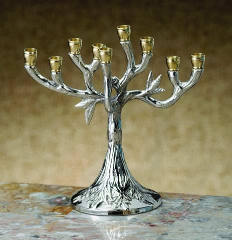 Silver Menorah - Tree Design for wholesale by Biedermann & Sons