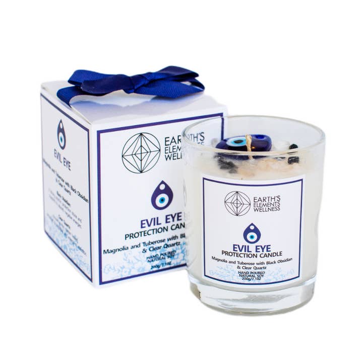 Earths Elements Wholesale - Wholesale Jar/Filled Candle - Crystal Candle, Evil Eye Protection - pack of 62