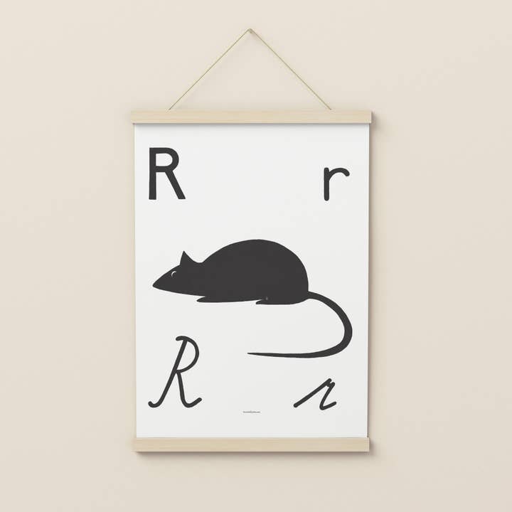 Illustrated Letter R Retro Art Print for wholesale by Know It All Prints