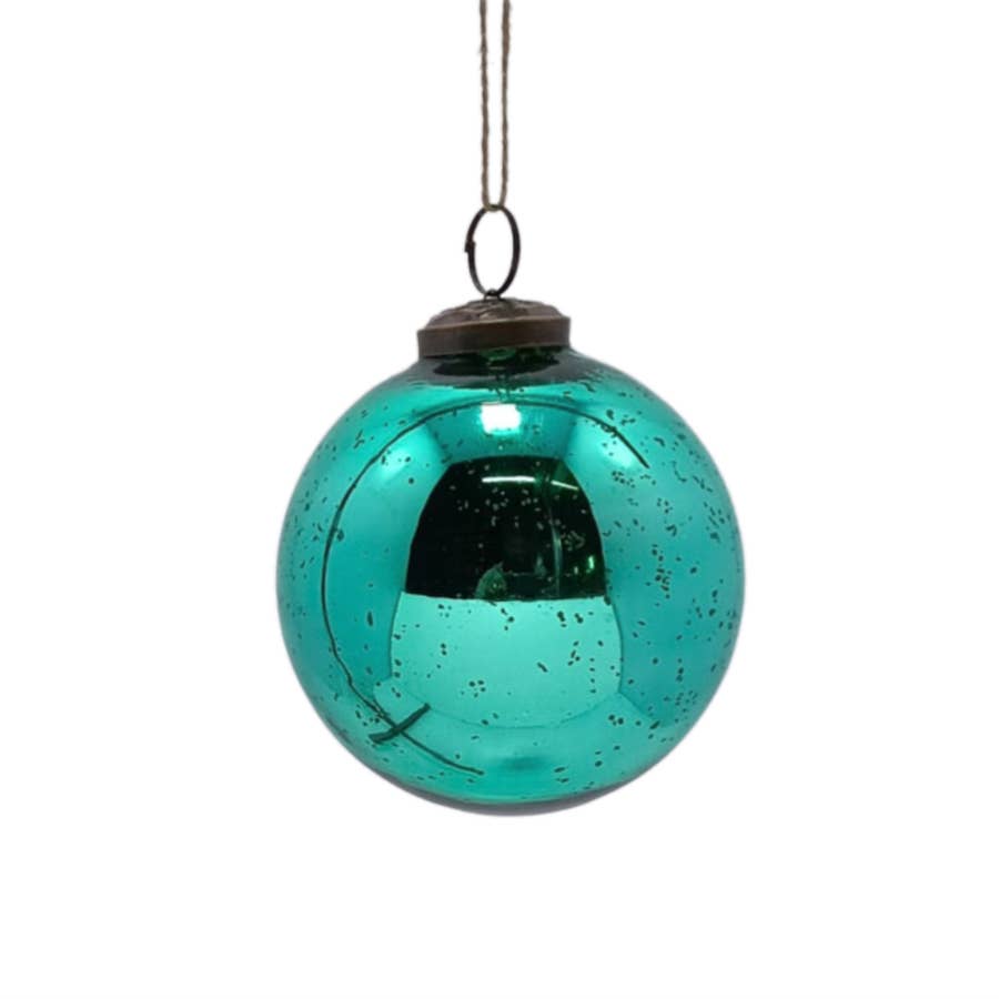 Light Blue Japanese Glass Ball Fishing Float With Brown Netting Decoration  2in - Hampton Iron Works