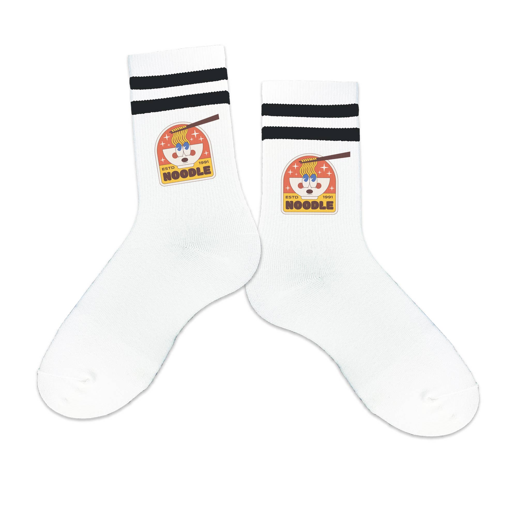 Sockprints - Wholesale Socks - Unisex - Custom Printed White Black/Stripe Ribbed Crew Socks6