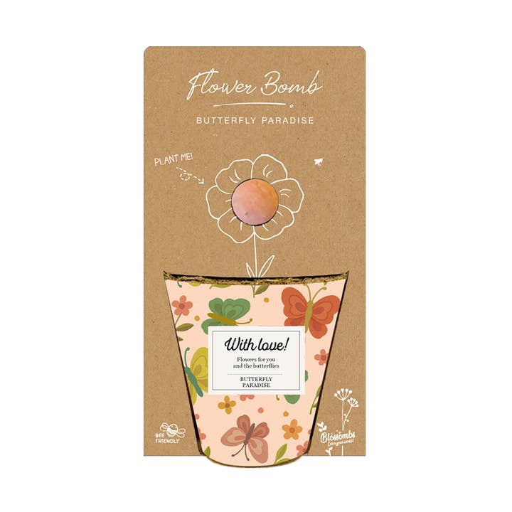 Grow Kit “With Love” – Butterfly Paradise Mix (1 Seed Bomb) for wholesale by Blossombs