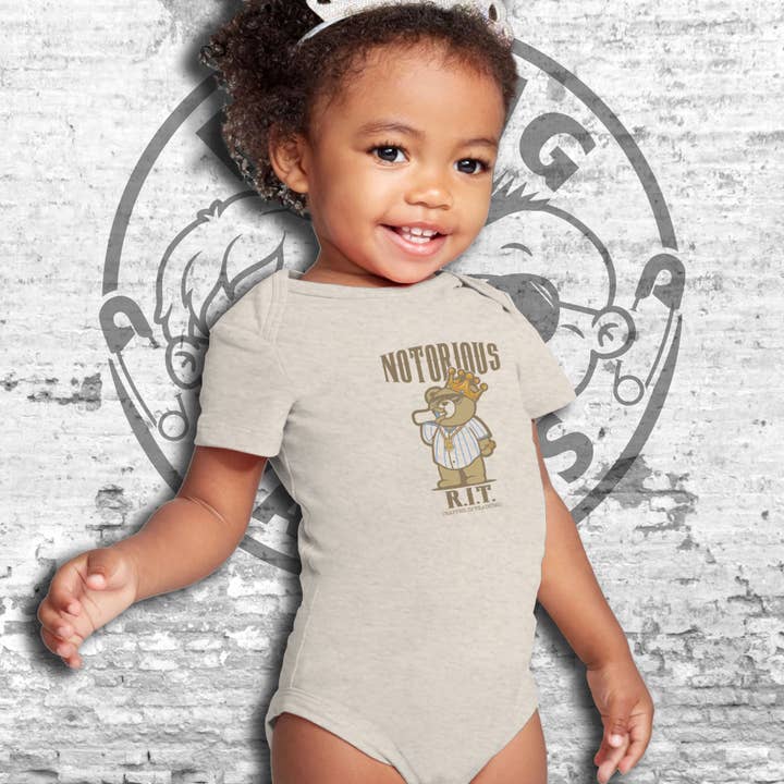 Notorious Rapper in Training Short Sleeve Baby Onesie for wholesale by Raging Rascals