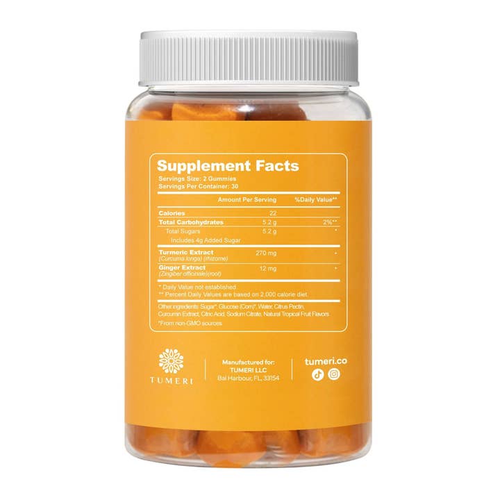 TUMERI - Wholesale Oral Supplement/Vitamin - Turmeric Curcumin Ginger Gummies