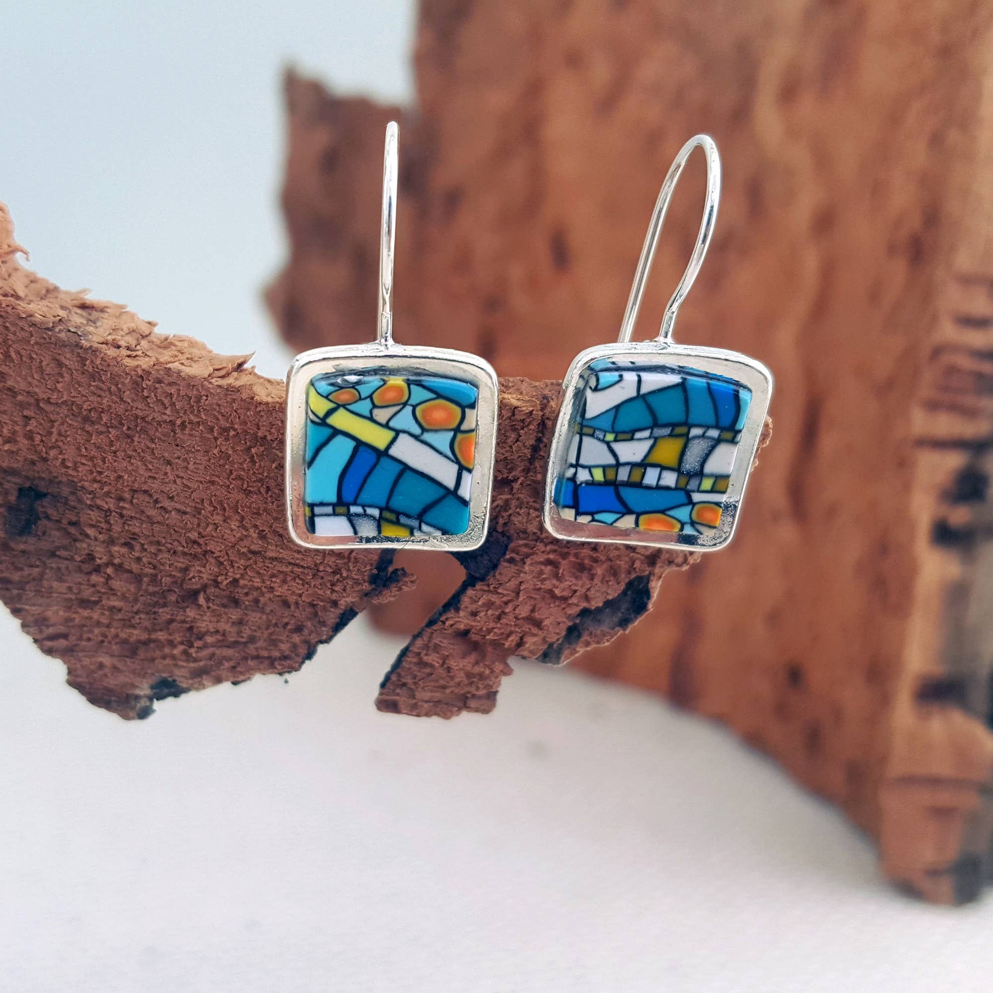 PASTACUITA - Wholesale Dangle Earrings - Modernist square hook earrings. Inspired by Gaudí.9