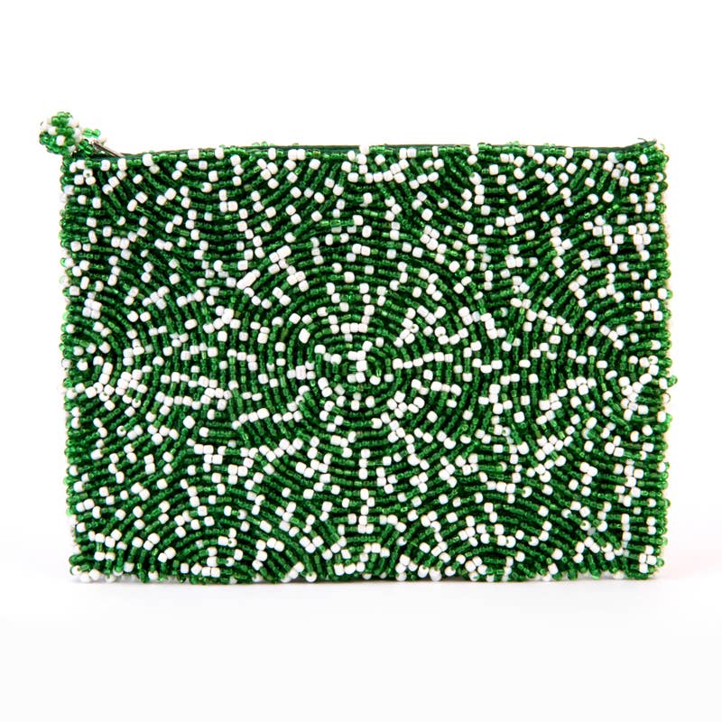 Erik & Mike - Wholesale Coin Purse - Women's - Game Day deco coin bag seed bead in.green and white0