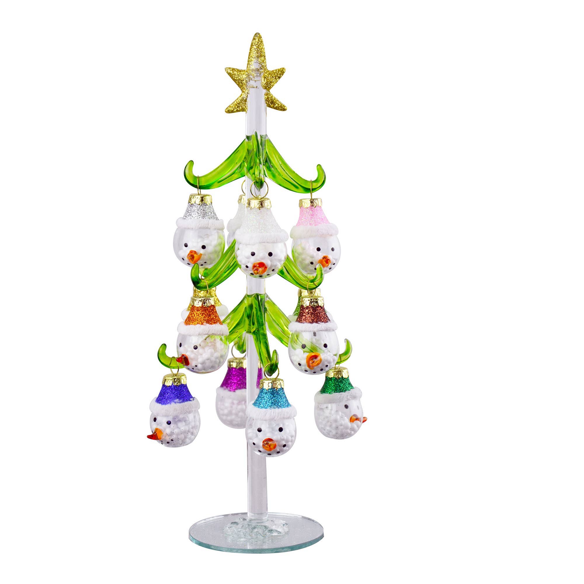 GeoCentral - Wholesale Christmas Decoration - Mini Glass Christmas Tree w/ Snowman Ornaments3