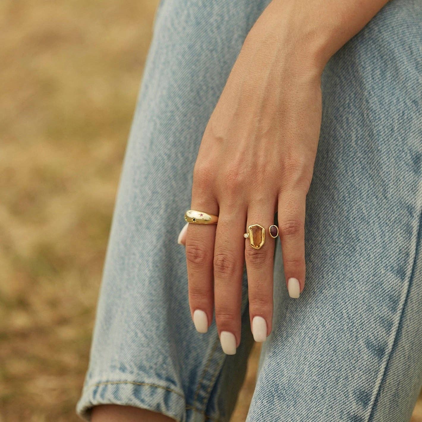 Spero London - Wholesale Multi-Stone Ring - Celestial Star Sterling Silver Dome Ring With Stones2