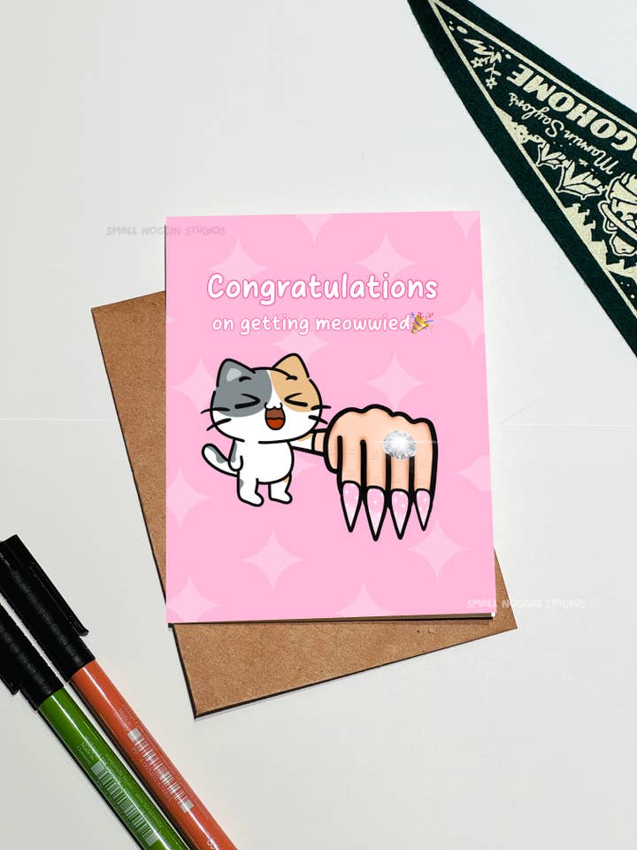 Sjovt bryllupskort, nygifte "Tillykke med brylluppet" for engroshandel hos Small Noggin Studios