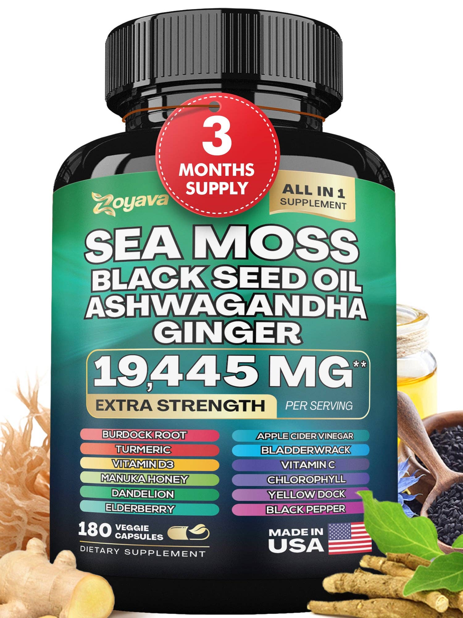 Zoyava – Großhandel Nahrungsergänzungsmittel/Vitamin zum Einnehmen – Sea Moss 16-in-1 Magic Moss Super Blend – 19.445 mg13