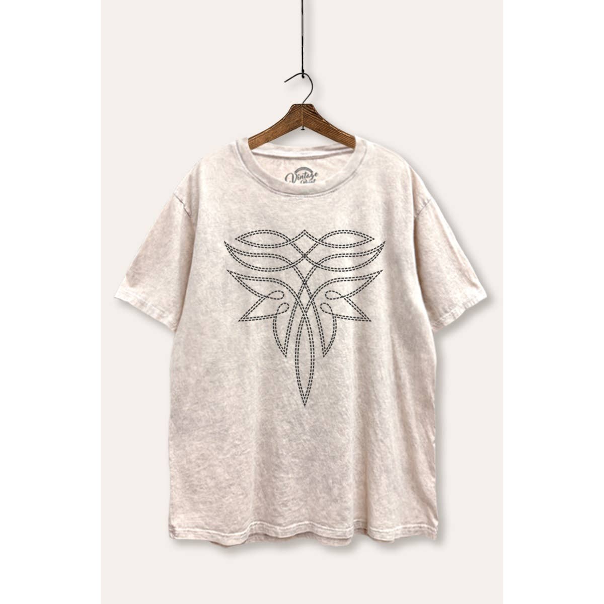 STARCHIS - Wholesale T-Shirt (Graphic) - Women's - WESTERN BOOT STITCH PATTERN GRAPHIC MINERAL WASH BOXY T-SHIR8