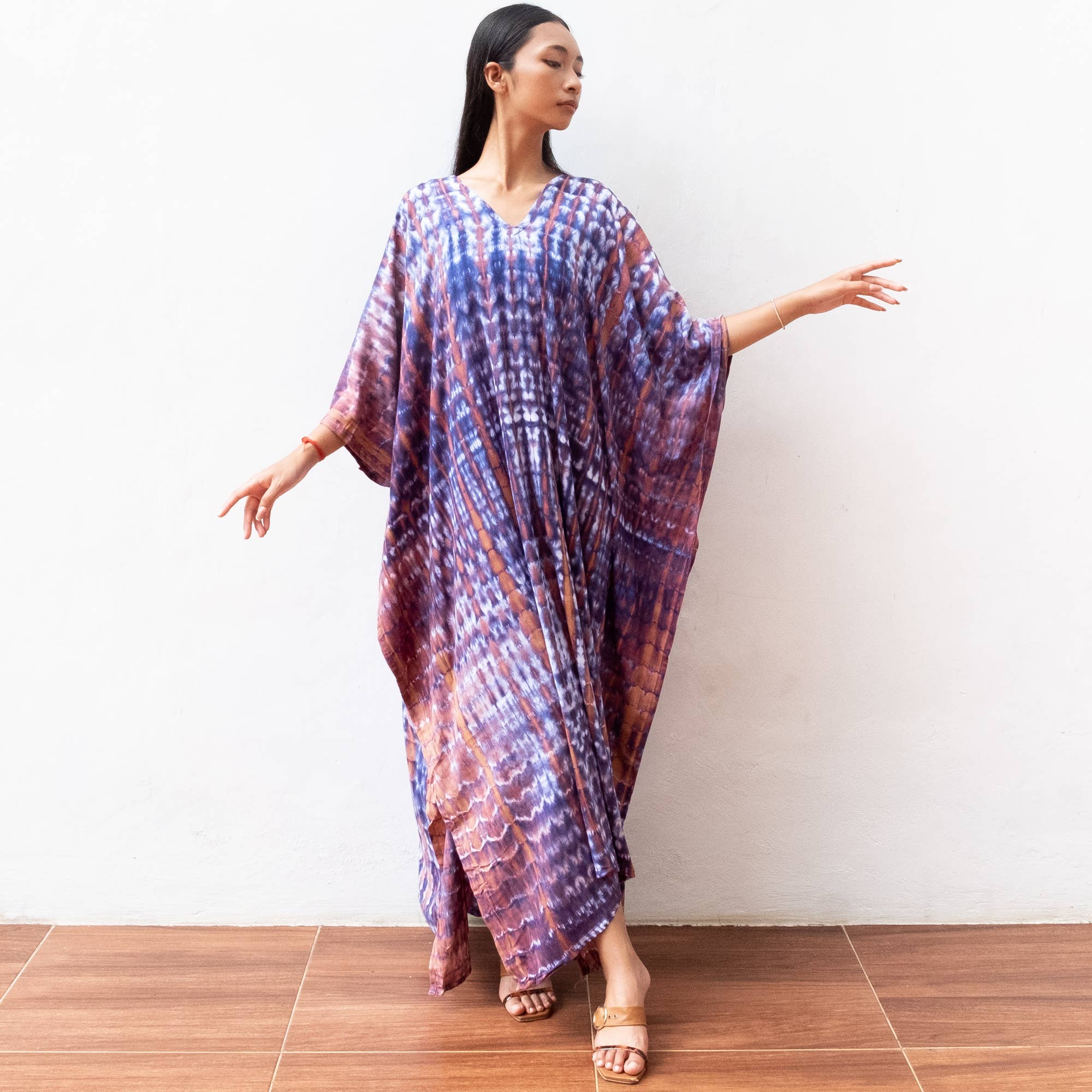 Bali Harvest - Wholesale Kaftan - Women's - Tie Dye Kaftan Dress (Indigo) - Sun Dress Beach Resort Wear1