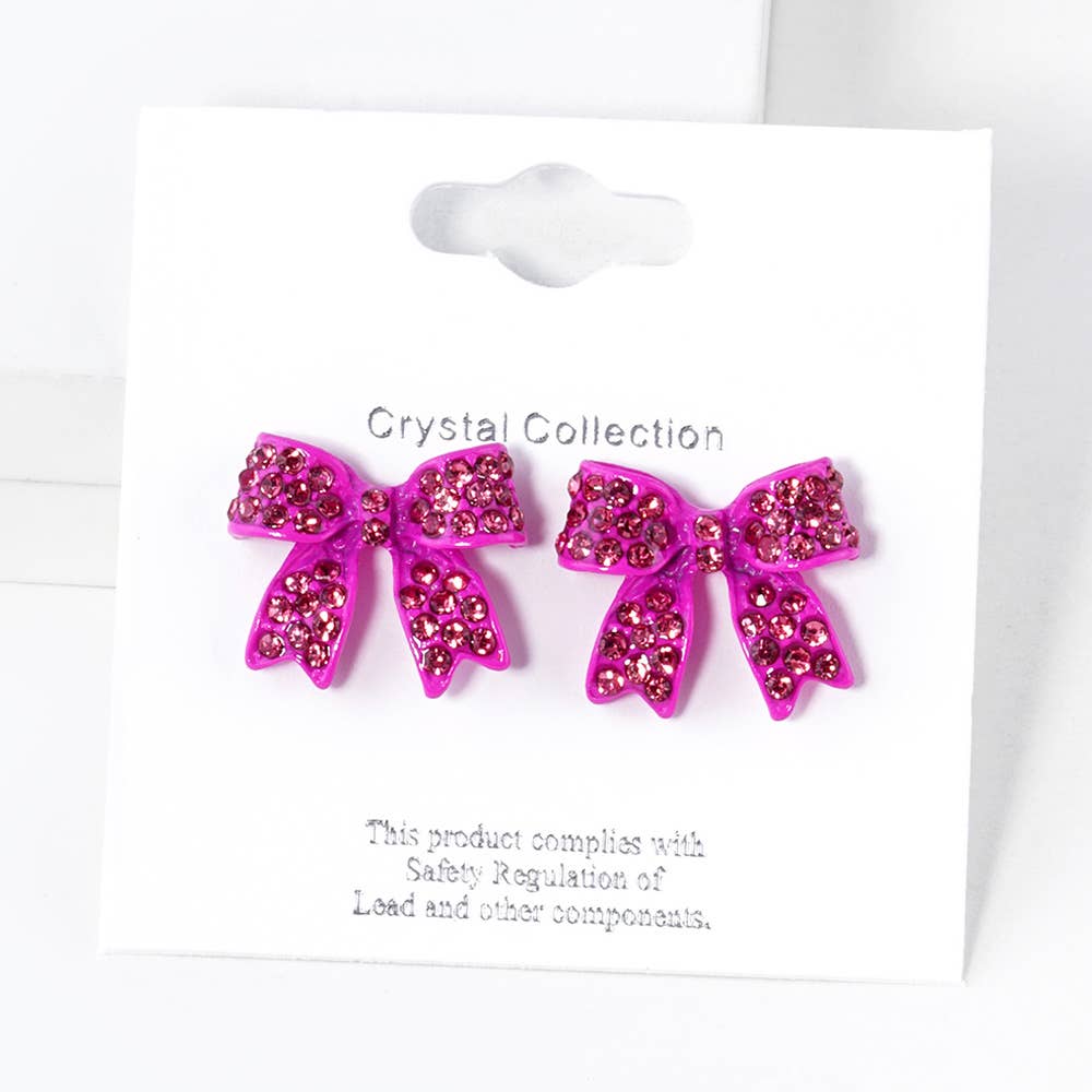 Sensibling Corp. - Wholesale Stud/Post Earrings - Crystal Rhinestone Pave Bow Stud Earrings
14