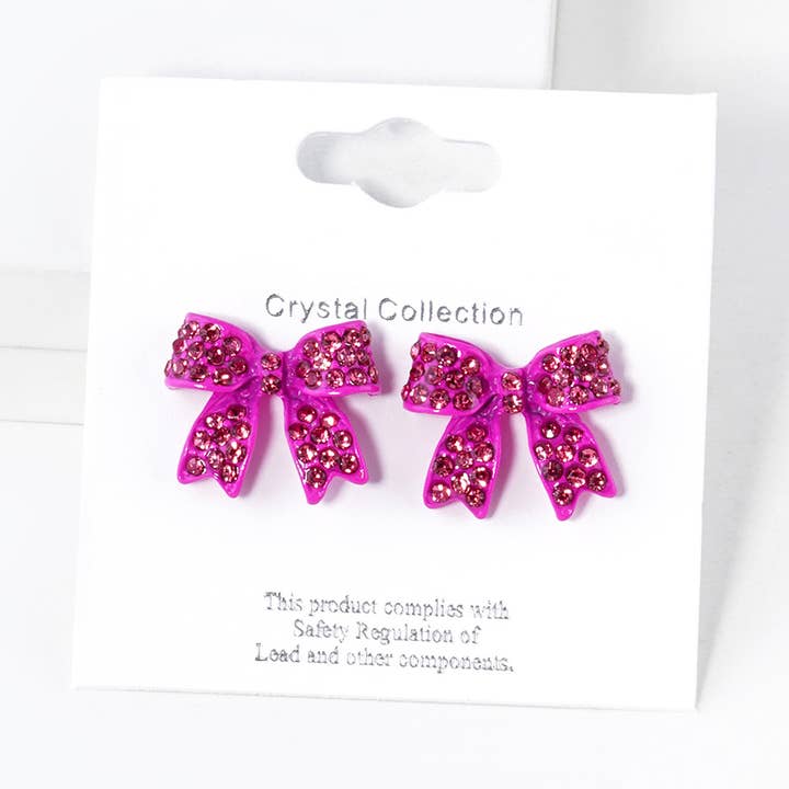 Sensibling Corp. - Wholesale Stud/Post Earrings - Crystal Rhinestone Pave Bow Stud Earrings
14