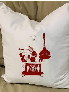 Alligator And Pelican Do Mid-Century Modern Christmas Pillow for wholesale by Monique Perry Art