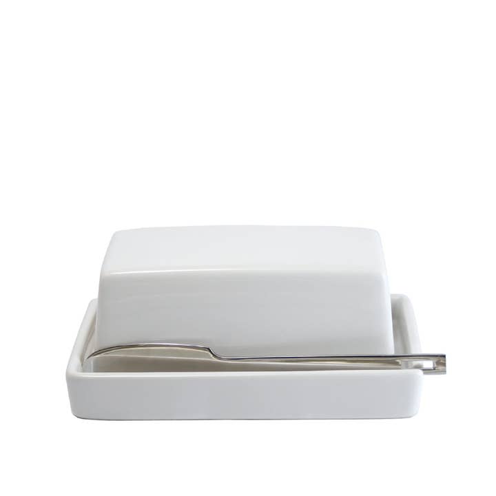 BEE HOUSE Butter Dish with s.s.butter knife - White for wholesale by ZERO JAPAN USA