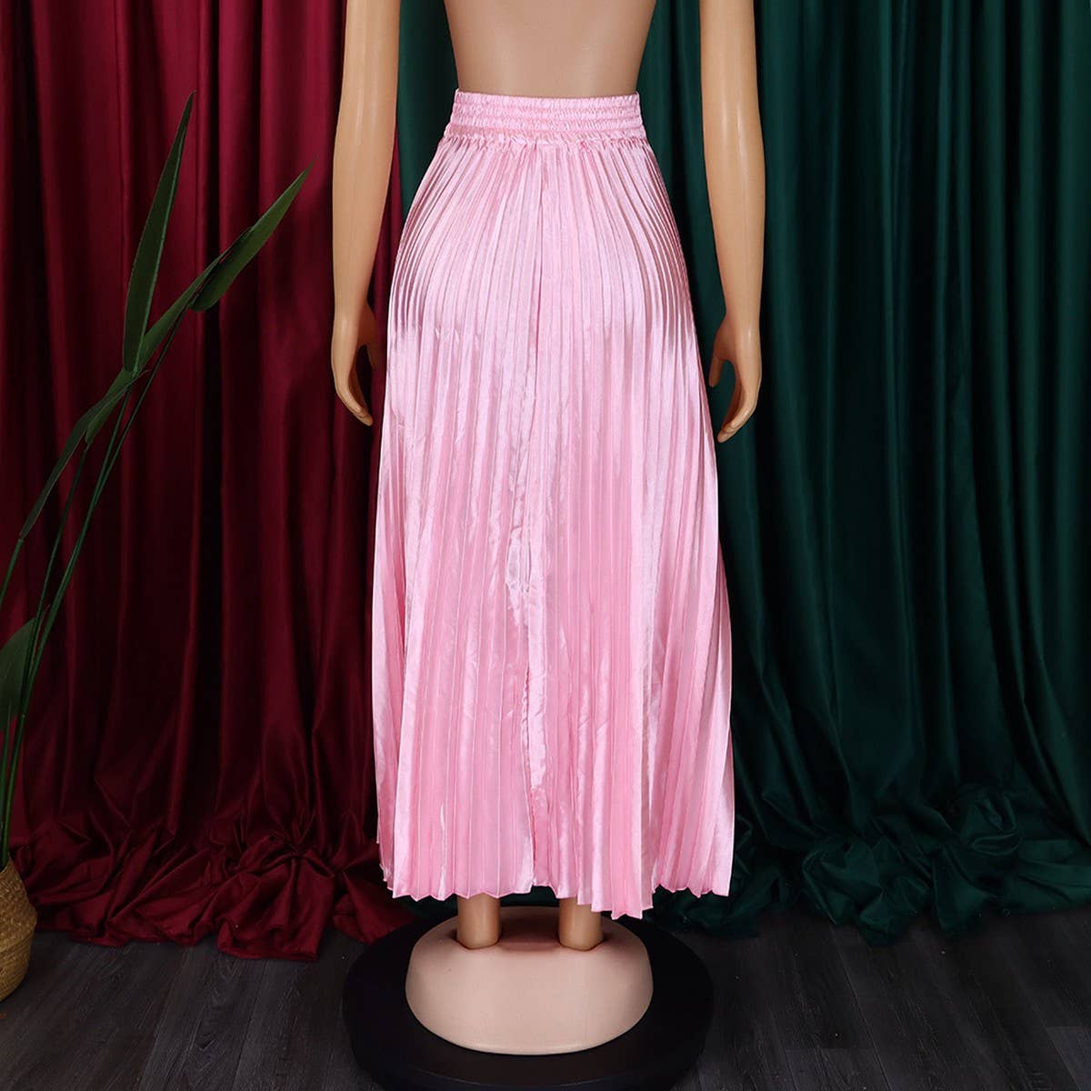 ACCITY - Wholesale Dress - Women's - PLUS SIZE MID-HIGH WAIST PLEATED LONG SKIRT_CWDMD367612
