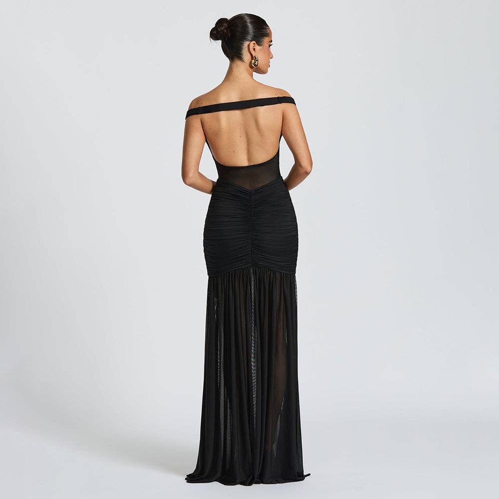 Marayn - Wholesale Dress - Women's - Summer Chic Sexy Backless Mesh Maxi Dress1