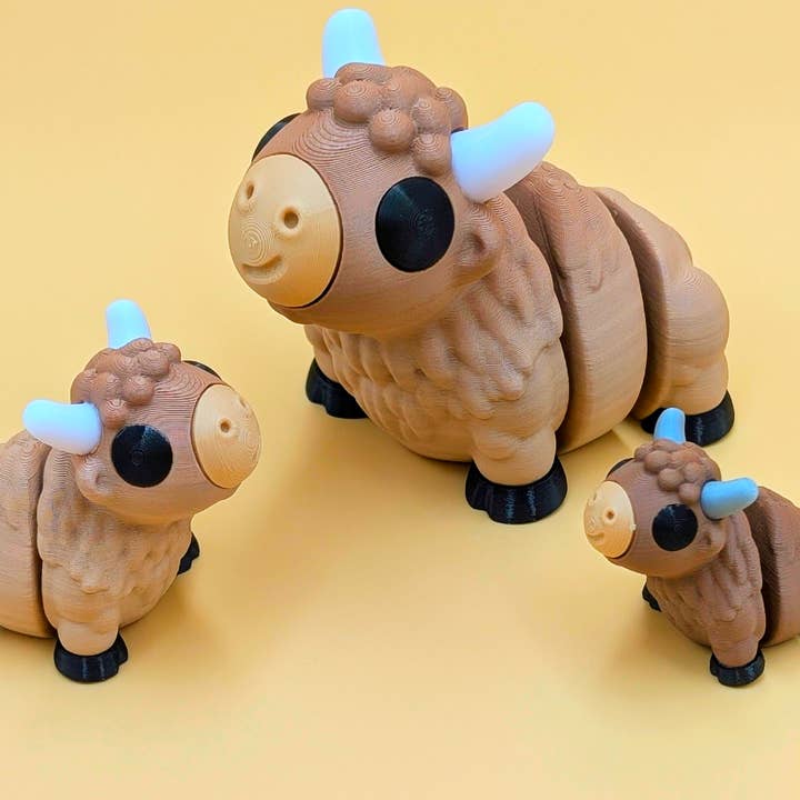 Great American Designs - Venta al por mayor Pelota antiestrés - Niños - Juguete articulado impreso en 3D Baby Bison