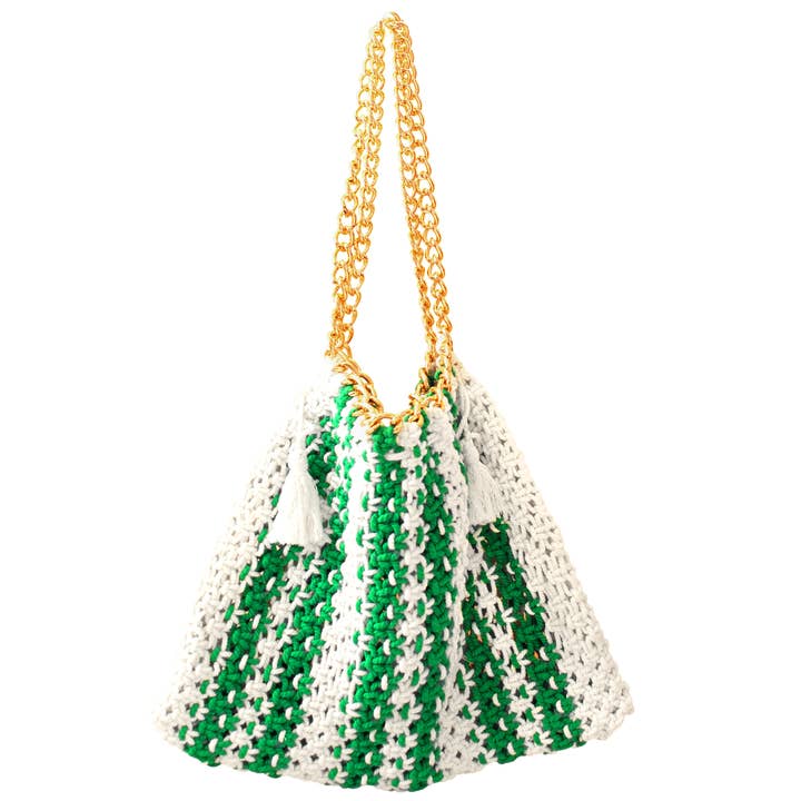 Brunna Co – wholesale Tote bag – Women's – COLETTE Macrame Beach Bag In Green X Off-White