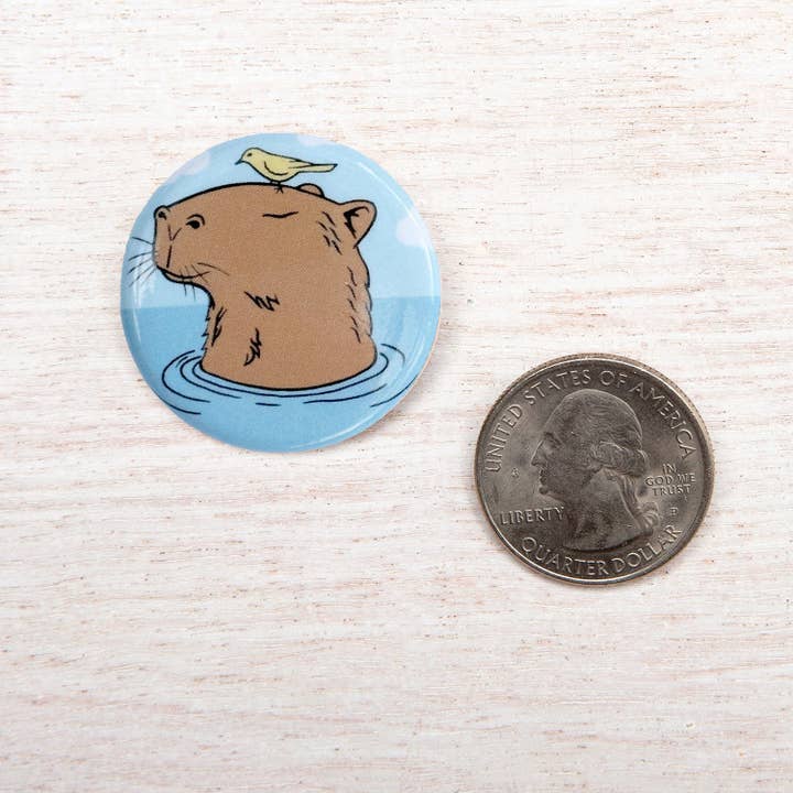 Counter Couture - Wholesale Lapel Pin/Button - Capybara Button Pin | Round 1.25" | Impulse Items